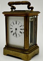 Miniature brass cased carriage clock, 7.25cm high
