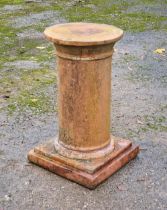 Terracotta plinth with square stepped base, H 54cm x W 34cm