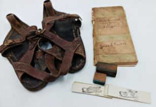 The estate of Peter & Joy Evans of Whiteway, Stroud - pair of leather sandals made by Stanley Rand
