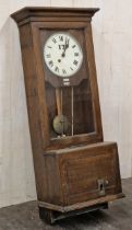 Early 20th century oak cased 'clocking in' clock, from the British Aerospace Defence Ltd, Military