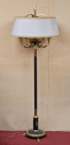 Exceptional quality French cast metal six branch lamp standard, with gilt eagle head sconces,