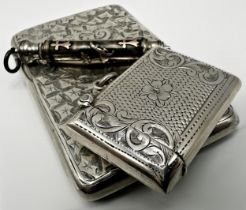 Good Edwardian silver vesta case, maker GW Harvey & Co, Birmingham 1902, 4,5cm long with a further