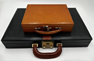 Bruno Magli leather briefcase, 30 x 42cm, together with a smaller jewellery case (2)