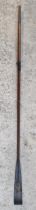 Late Victorian Cambridge college rowing oar with hand painted paddle, with Trinity 4 Bumps