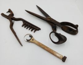 The estate of Peter & Joy Evans of Whiteway, Stroud - A box of mixed tools including leather worker
