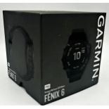 Garmin Fenix 6, 47mm case, silver with black band, as new in unopened box