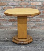 Art Deco octagonal coffee table raised on a stepped base with chamfered edges, H 54cm x W 56cm x D