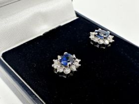 Good quality pair of 18ct sapphire and diamond earrings, 2.5g