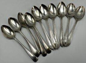 Two sets of six fancy handled silver teaspoons, 5oz approx