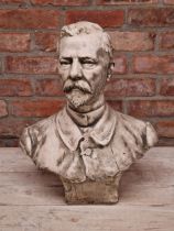 Plaster composite bust of a moustached gentleman, 55cm high