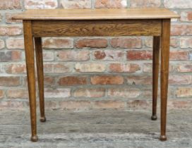 Antique Cotswold school style oak side table raised on tapered legs, H 75cm x W 91cm x D 46cm