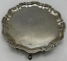 1920s Georgian style salver, piecrust rim, maker marks worn, Sheffield 1926, 20cm diameter, 11oz