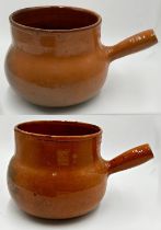 Good pair of 1930s Spanish terracotta cooking pots, each 24cm high x 38cm wide (2)
