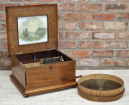 Early 20th century double comb sublime harmony Symphonion music box, No 626017, walnut case, playing