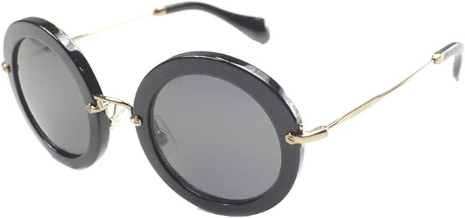 A pair of Miu Miu Woman's black round-frame sunglasses. Model number SMU 13N. In unused condition - Image 3 of 4
