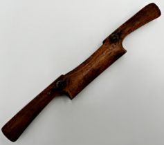 Unusual early wooden yoke shaped wood plane, 32cm long