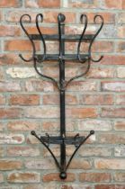 Contemporary metal wall hanging coat rack with painted finish, H 111cm x W 52cm