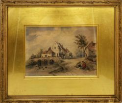 The estate of Peter & Joy Evans of Whiteway, Stroud - 18th century school - Coaching Inn scene, wit