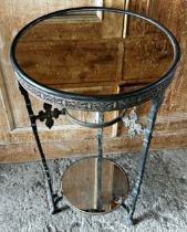 Two Tiered Mirrored French Empire wine/occasional Table with applied metal detail 70 high x 41cm