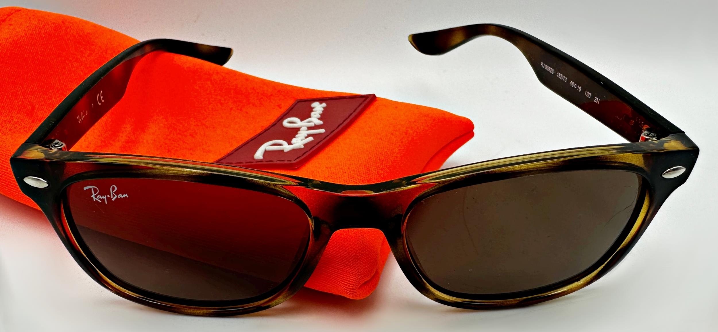 A pair of junior Ray-Ban tortoiseshell sunglasses for children in the iconic Wayfarer design, - Image 2 of 3