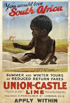 Advertising - 'You Would Love South Africa', Union Castle Line poster, 101 x 63cm, framed