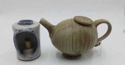 The estate of Peter & Joy Evans of Whiteway, Stroud - Studio Pottery Tea Pot with an Art Nouveau fe