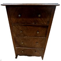 French kingwood apprentice or table top chest of four drawers, with baise lined interior, 52 x 33cm