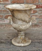 19th century alabaster twin handled urn, H 50cm x W 38cm