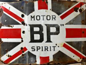 Advertising - BP Motor Spirit, Union Jack large enamel sign, 91 x 138cm