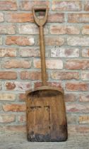 Old elm and beech grain shovel, 104cm long