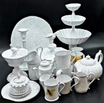 Large collection of good quality Astier de Villatte of Paris white glazed pottery tea, dinner and