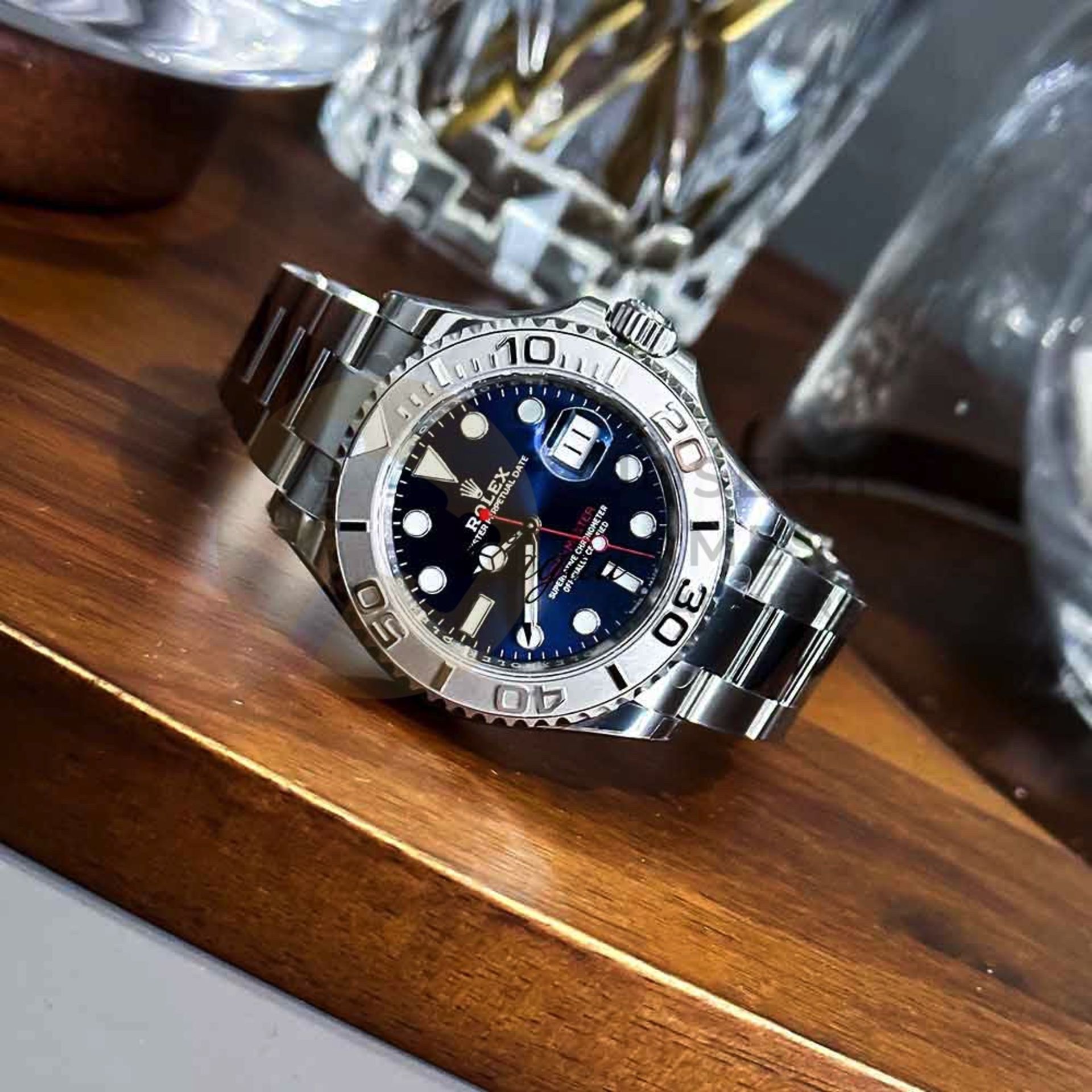 ROLEX YACHT-MASTER *40MM PLATINUM & OYSTER STEEL* (2022) *BRIGHT BLUE DIAL* (BEAT THE WAIT) - Image 2 of 23