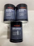3 x Tins Of Thompsons All Weather Roofing Compound / Bitumen Mastic - See Description