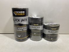 13 x Rolls Of Various Sized Everbuild Black Jack Self-adhesive Flashing Tape - See Description