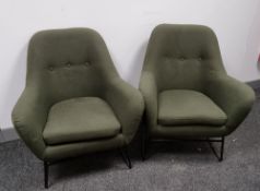 2 x Green Fabric Office/Desk Chairs