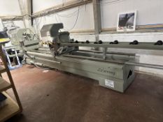 Emmegi twin head aluminium mitre saw with Emmegi control panel and Emmegi mobile collector