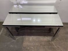 2 x *Cracked* Valencia Console Tables Mirrored With Black Trim - See Photos