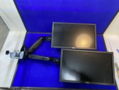 2 x Dell E1916HE 19inch VGA Monitors On Dual Monitor Desk Mount - See Pictures