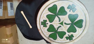 Irish Clover Hand Drum w/Baton and Carry Bag