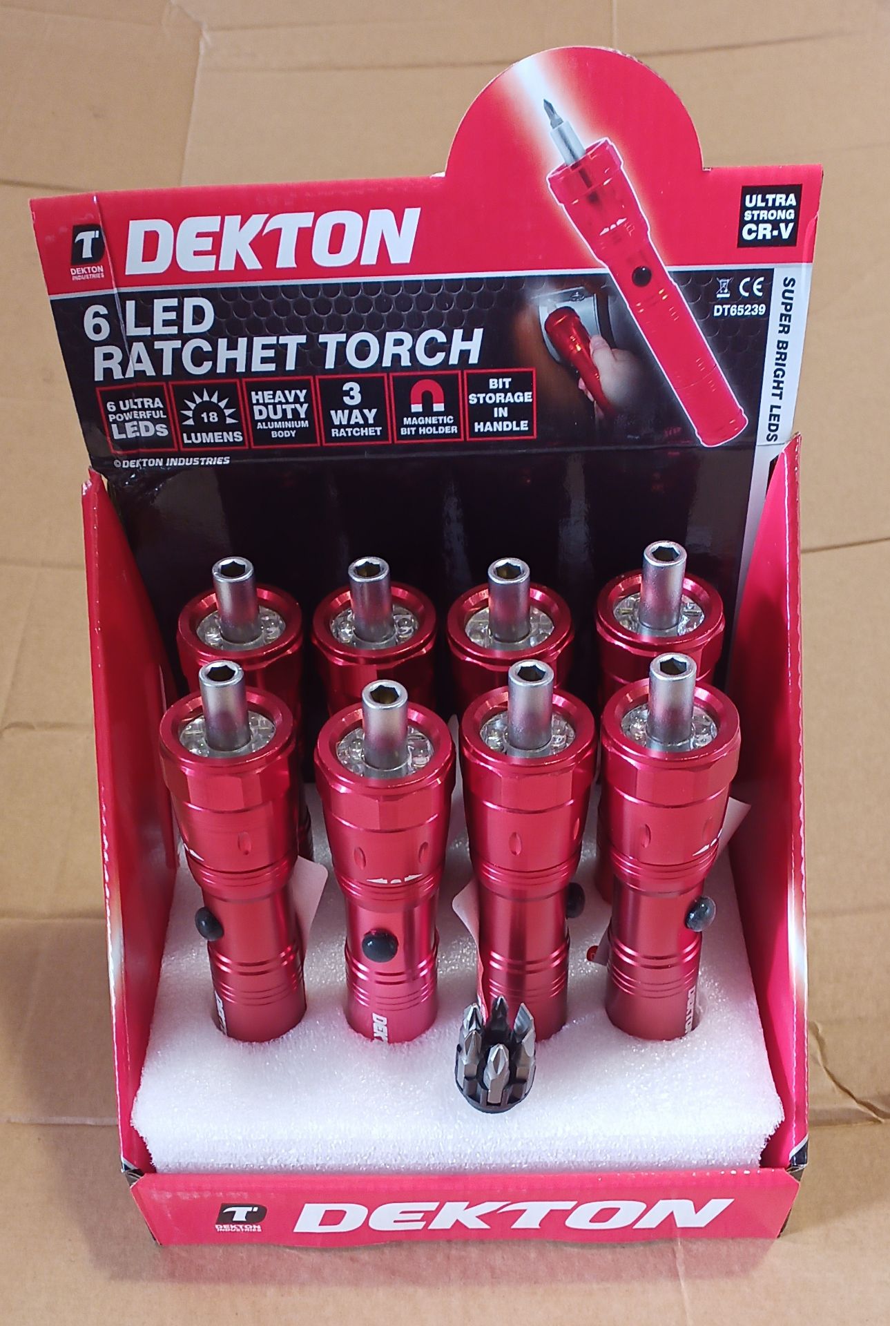 10 x Dekton 6 LED Ratchet Torch in CDU | Total RRP £80