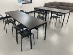 4 x IKEA Canteen Dining Tables w/ 12 x Black Plastic Dining Chairs