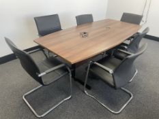 Wooden Boardroom/Meeting Room Table w/ 6 x Faux Leather Conference Chairs