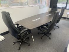 Wooden Boardroom/Meeting Room Table w/ 4 x Faux Leather Executive Office Chairs