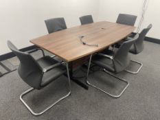 Wooden Boardroom/Meeting Room Table w/ 6 x Faux Leather Conference Chairs