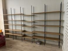 2 x 25 Tier Adjustable Shelving Units in Brown & Black | Dismantled for transit | CONTENTS NOT INCLU