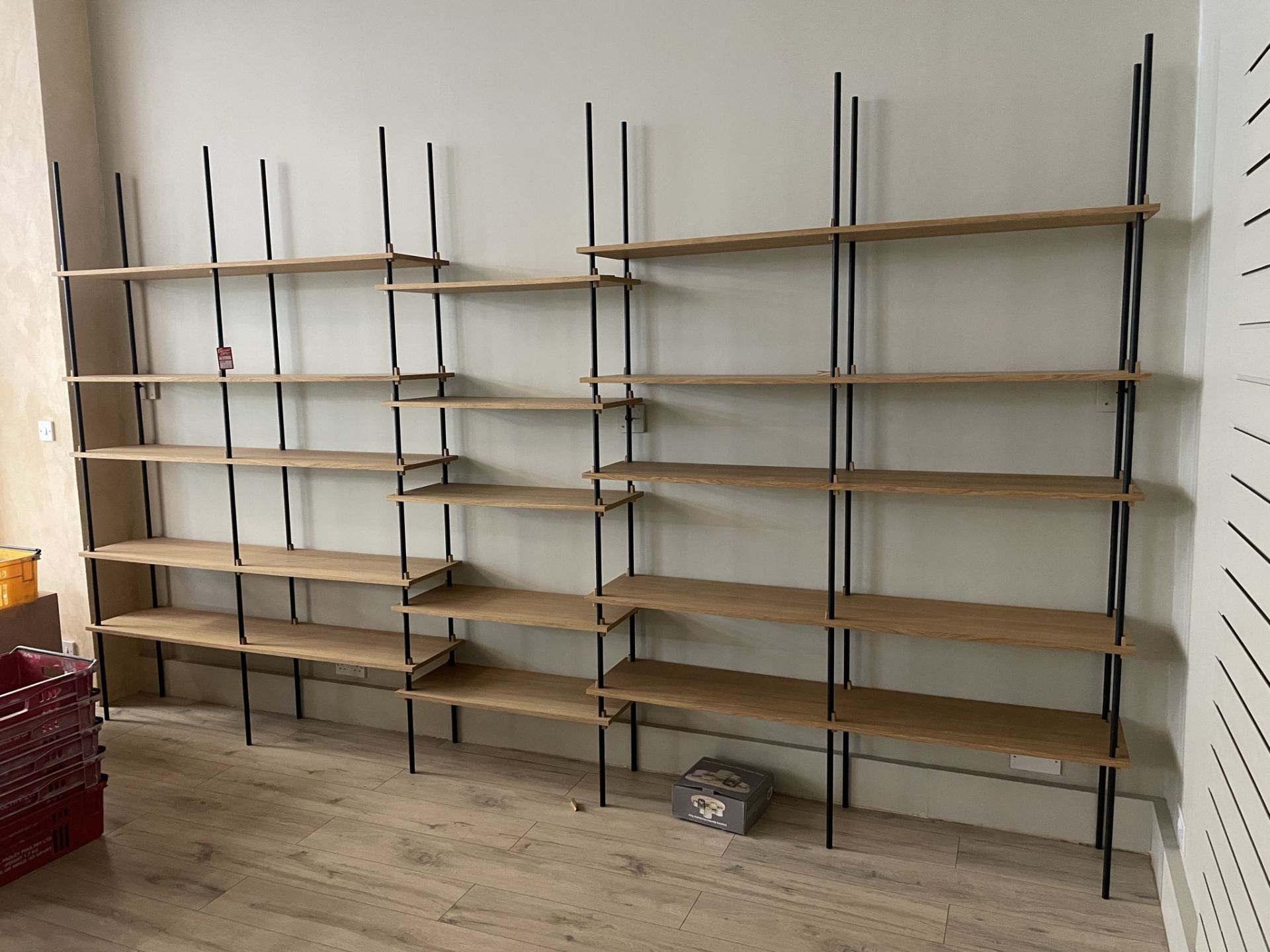 2 x 25 Tier Adjustable Shelving Units in Brown & Black | Dismantled for transit | CONTENTS NOT INCLU