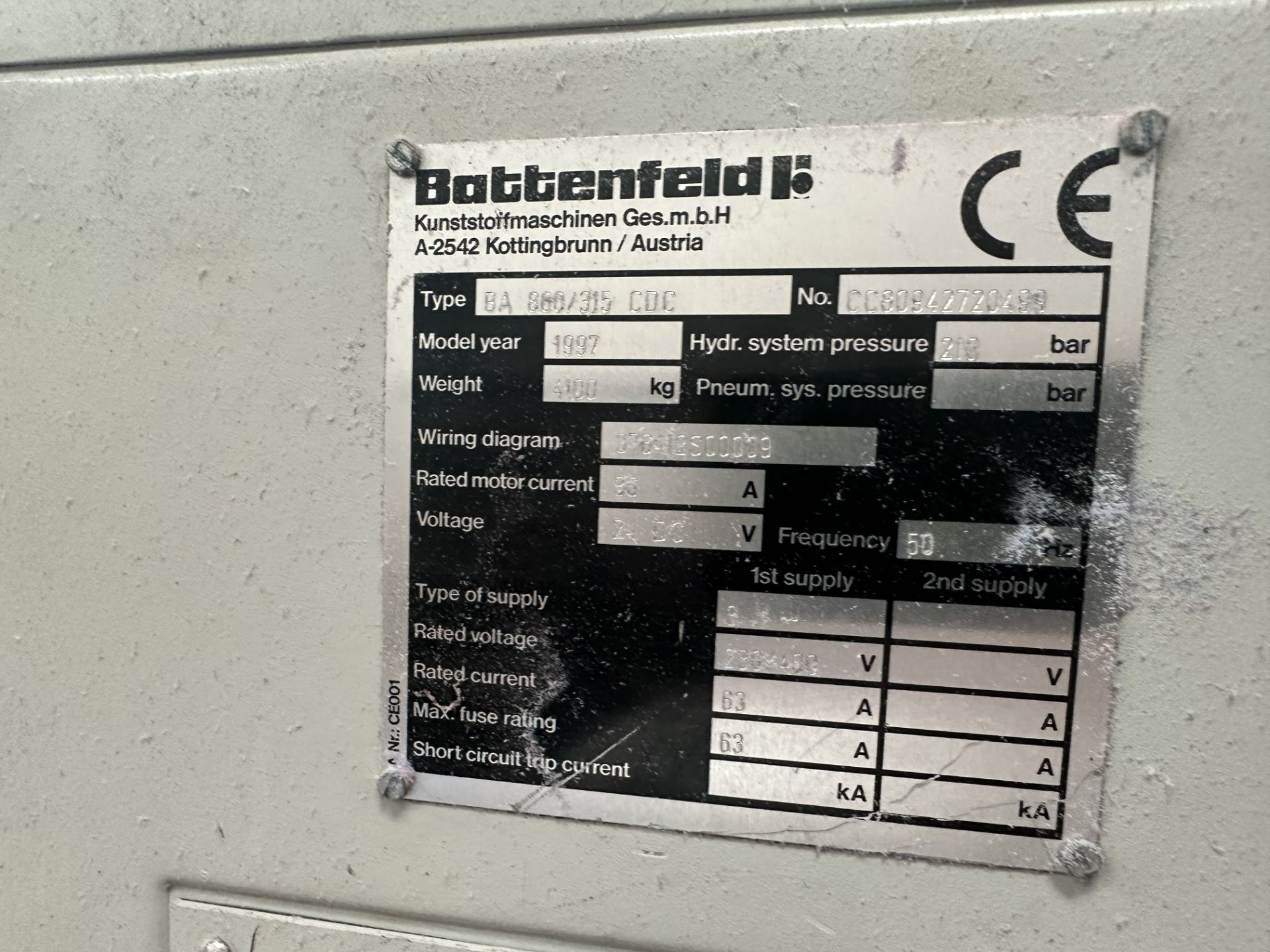 Battenfeld 85T Injection Moulder | BA850/315 CDC - Image 7 of 7