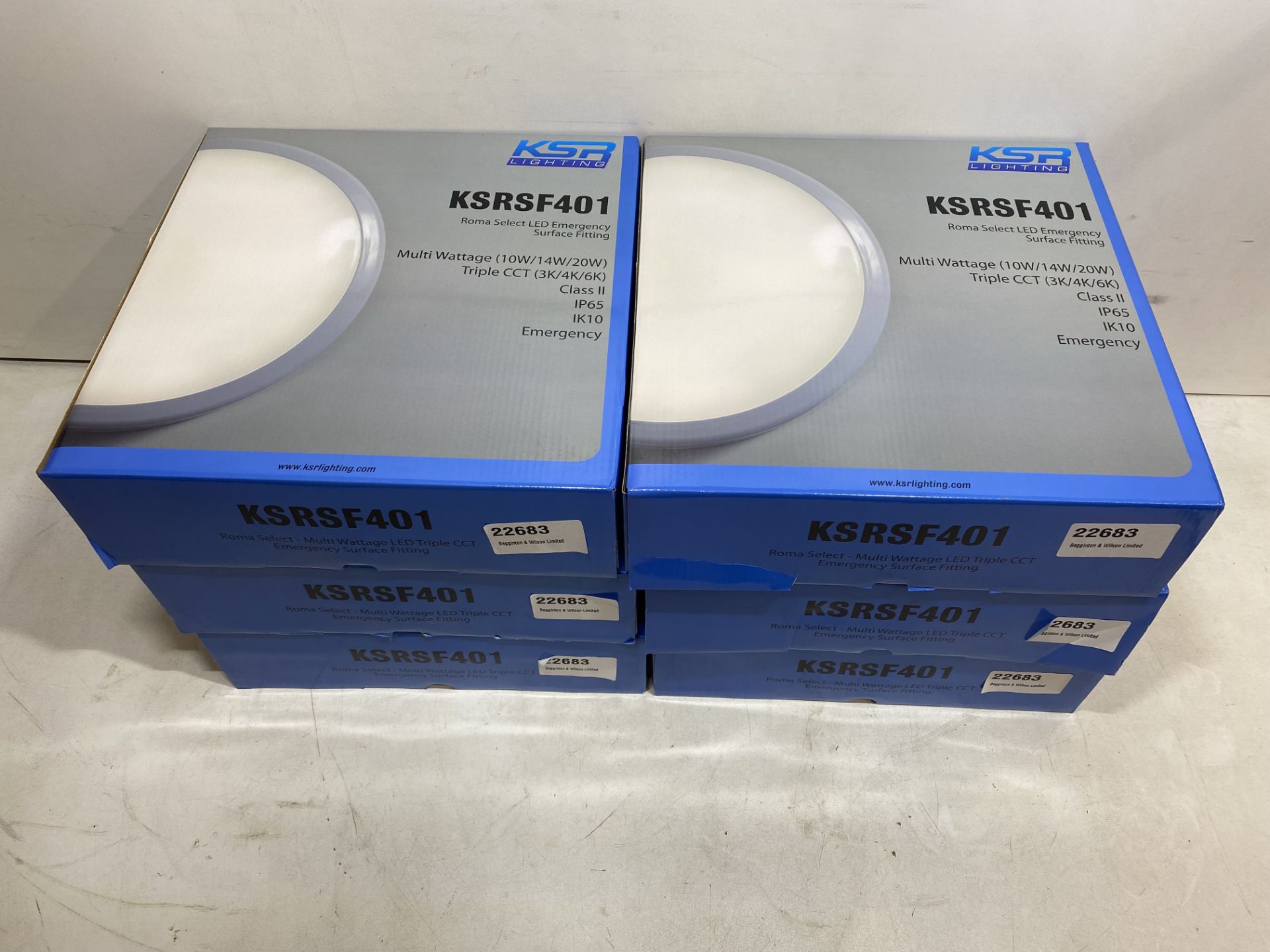 6 x KSR Lighting KSRSF401 Roma Select LED Emergency Surface Fitting Lights, White