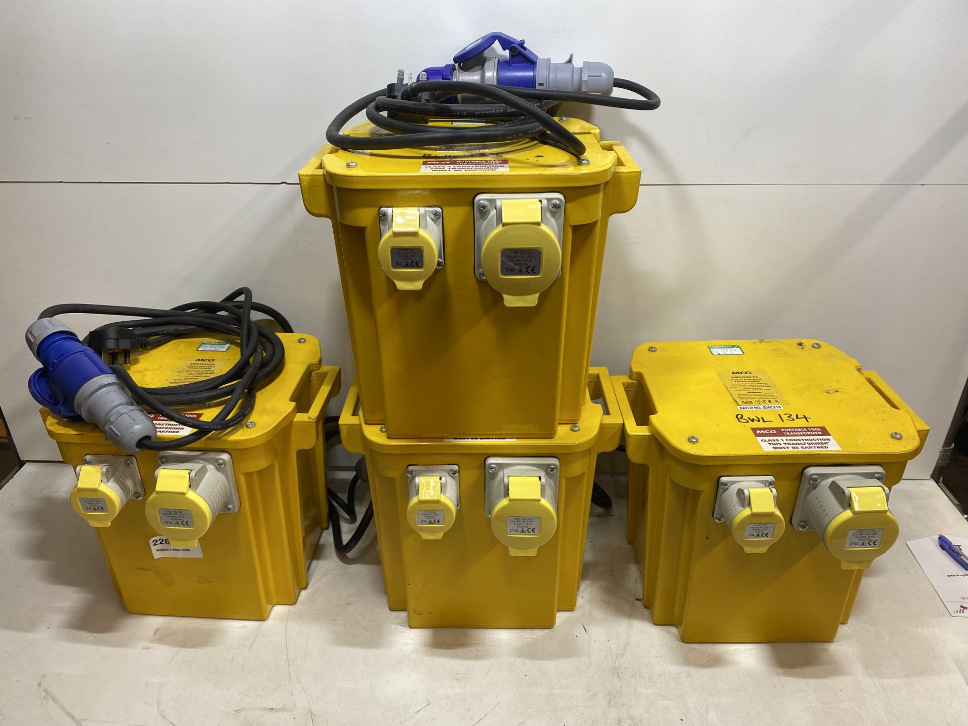 4 x MCG Industrial CM2503/CL 5.0kva Single Phase 110v Portable Transformers