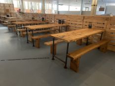 6 x Wooden Dining Tables w/ Metal Frames & 12 x Wooden Seating Benches